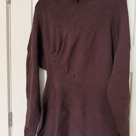 Ganni Ruched Ribbed-Knit Asymmetrical Mini Dress NWOT Size XL  $445 MSRP - Picture 6 of 7